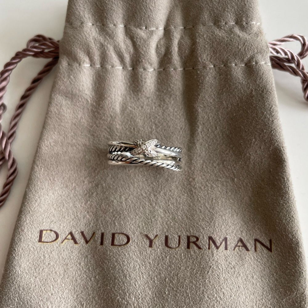 David Yurman X Crossover Band Ring w Diamonds 6mm